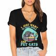 I Just Want To Read Books And Pet Cats Cat Book Lovers Women's Jersey Short Sleeve Deep V-Neck Tshirt