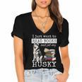 I Just Want To Read Books And Pet My Husky Dog Women's Jersey Short Sleeve Deep V-Neck Tshirt I Just Want To Read Books And Pet My Husky Dog Women's Jersey Short Sleeve Deep V-Neck Tshirt