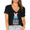 I Just Want To Read Books And Pet My Rabbit Women's Jersey Short Sleeve Deep V-Neck Tshirt I Just Want To Read Books And Pet My Rabbit Women's Jersey Short Sleeve Deep V-Neck Tshirt