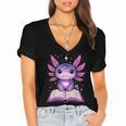 Kawaii Axolotl Cute Axolotls Reading Book Women's Jersey Short Sleeve Deep V-Neck Tshirt Kawaii Axolotl Cute Axolotls Reading Book Women's Jersey Short Sleeve Deep V-Neck Tshirt