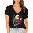 Kawaii Eagle Reads Book Reading Library Book Bookworm Women's Jersey Short Sleeve Deep V-Neck Tshirt