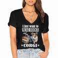 Kids Read Books & Pet My Blue Merle Corgi Lover Women's Jersey Short Sleeve Deep V-Neck Tshirt Kids Read Books & Pet My Blue Merle Corgi Lover Women's Jersey Short Sleeve Deep V-Neck Tshirt