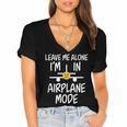 Leave Me Alone I’m In Airplane Mode Grumpy Introvert Women's Jersey Short Sleeve Deep V-Neck Tshirt