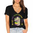 Let The Good Books Roll Mardi Gras Reading Women's Jersey Short Sleeve Deep V-Neck Tshirt