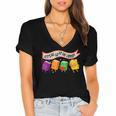 Librarian Let's All Go To The Library Cute Groovy Book Lover Women's Jersey Short Sleeve Deep V-Neck Tshirt