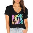 Library Book Fair Vibe Tie Dye School Reading Nostalgic Women's Jersey Short Sleeve Deep V-Neck Tshirt Library Book Fair Vibe Tie Dye School Reading Nostalgic Women's Jersey Short Sleeve Deep V-Neck Tshirt