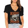 Library Halloween Book Lover Ghost With Books Women's Jersey Short Sleeve Deep V-Neck Tshirt Library Halloween Book Lover Ghost With Books Women's Jersey Short Sleeve Deep V-Neck Tshirt