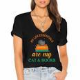 My Life Essentials Are Cat And Books Women's Jersey Short Sleeve Deep V-Neck Tshirt