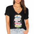 Life Of A Reader Book Lovers Book Nerds Bookworm Women's Jersey Short Sleeve Deep V-Neck Tshirt