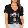Most Likely To Read A Book On Christmas Love Reading Books Women's Jersey Short Sleeve Deep V-Neck Tshirt Most Likely To Read A Book On Christmas Love Reading Books Women's Jersey Short Sleeve Deep V-Neck Tshirt