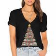 Literary Book Tree Bookish Shelf Art For Avid Readers Women's Jersey Short Sleeve Deep V-Neck Tshirt Literary Book Tree Bookish Shelf Art For Avid Readers Women's Jersey Short Sleeve Deep V-Neck Tshirt