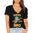 Little Cute Superhero Brother Comic Book Baby Bro Women's Jersey Short Sleeve Deep V-Neck Tshirt