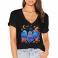Little Ghost Coffee Tee Spooky Season Ghost Reading Book Women's Jersey Short Sleeve Deep V-Neck Tshirt