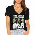 This Little Leprechaun Likes To Read St Patrick's Day Book Women's Jersey Short Sleeve Deep V-Neck Tshirt