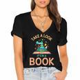 Take a Look It's In a Book Reading Teacher Book Lover Women's Jersey Short Sleeve Deep V-Neck Tshirt