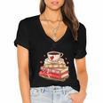 Love Book Coffee Heart Coquette Bow Valentines Day Women's Jersey Short Sleeve Deep V-Neck Tshirt Love Book Coffee Heart Coquette Bow Valentines Day Women's Jersey Short Sleeve Deep V-Neck Tshirt