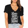Love God Drink Coffee Read Books Christian Books Lovers Women's Jersey Short Sleeve Deep V-Neck Tshirt Love God Drink Coffee Read Books Christian Books Lovers Women's Jersey Short Sleeve Deep V-Neck Tshirt