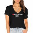 I Love Heart Fictional Men Simple Cute Reading Books Women's Jersey Short Sleeve Deep V-Neck Tshirt