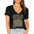 Loyal To The Shelf Knight Panther Book Lover Women's Jersey Short Sleeve Deep V-Neck Tshirt