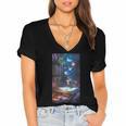 Magic Books Butterflies Fantasy Nature Tea Enchanting Women's Jersey Short Sleeve Deep V-Neck Tshirt