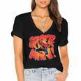 Marvel Spider-Man Peter Parker Comic Book Letter Logo Women's Jersey Short Sleeve Deep V-Neck Tshirt