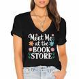 Meet Me At The Book Store Women's Jersey Short Sleeve Deep V-Neck Tshirt