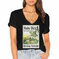 Moby Dick Book Cover Illustration Women's Jersey Short Sleeve Deep V-Neck Tshirt