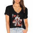 Modern Queen Of Hearts Book Lover Reading Novels Romantasy Women's Jersey Short Sleeve Deep V-Neck Tshirt
