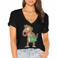Monkey With a Book Women's Jersey Short Sleeve Deep V-Neck Tshirt