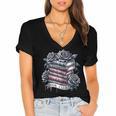 Morally Grey Book Club Floral Book Lover Graphic Women's Jersey Short Sleeve Deep V-Neck Tshirt Morally Grey Book Club Floral Book Lover Graphic Women's Jersey Short Sleeve Deep V-Neck Tshirt