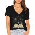 Mystic Astral Lunar Celestial Witch Spell Book Women's Jersey Short Sleeve Deep V-Neck Tshirt