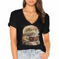 Nerdy Bearded Dragon Glasses Book Reading Women's Jersey Short Sleeve Deep V-Neck Tshirt Nerdy Bearded Dragon Glasses Book Reading Women's Jersey Short Sleeve Deep V-Neck Tshirt