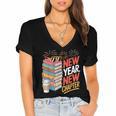 New Year New Chapter Book Lover Reader Women's Jersey Short Sleeve Deep V-Neck Tshirt