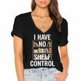 I Have No Shelf Control Read Book Reading Librarian Women's Jersey Short Sleeve Deep V-Neck Tshirt