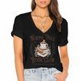 North Pole Book Club Hot Cocoa Served Daily Librarian Xmas Women's Jersey Short Sleeve Deep V-Neck Tshirt North Pole Book Club Hot Cocoa Served Daily Librarian Xmas Women's Jersey Short Sleeve Deep V-Neck Tshirt