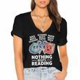 Nothing Beats Reading Rock Paper Scissors Book Lover Women's Jersey Short Sleeve Deep V-Neck Tshirt