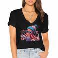 Octopus Reading Book Kraken Book Lover Women's Jersey Short Sleeve Deep V-Neck Tshirt
