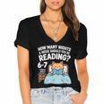 Orange Cat Reading Book 67 Six Seven Meme Women's Jersey Short Sleeve Deep V-Neck Tshirt