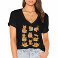 Orange Cats Reading Books Cat Lover Women's Jersey Short Sleeve Deep V-Neck Tshirt Orange Cats Reading Books Cat Lover Women's Jersey Short Sleeve Deep V-Neck Tshirt