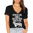Outside Of A Dog A Book Is Man's Best Friend Apparel Women's Jersey Short Sleeve Deep V-Neck Tshirt