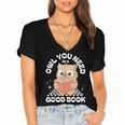 Owl You Need Is A Good Book Teacher Librarian Reading Women's Jersey Short Sleeve Deep V-Neck Tshirt