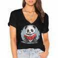 Panda With Book For Reading Enthusiasts Women's Jersey Short Sleeve Deep V-Neck Tshirt Panda With Book For Reading Enthusiasts Women's Jersey Short Sleeve Deep V-Neck Tshirt
