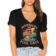 Paperbacks And Pool Days Flamingo Reading Summer Vibes Books Women's Jersey Short Sleeve Deep V-Neck Tshirt