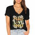 Peace Love Books Librarian Teacher Life Book Library Women's Jersey Short Sleeve Deep V-Neck Tshirt Peace Love Books Librarian Teacher Life Book Library Women's Jersey Short Sleeve Deep V-Neck Tshirt