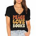 Peace Love Books Men Women Women's Jersey Short Sleeve Deep V-Neck Tshirt