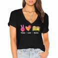 Peace Love Books Reader Librarian Library Book Women's Jersey Short Sleeve Deep V-Neck Tshirt Peace Love Books Reader Librarian Library Book Women's Jersey Short Sleeve Deep V-Neck Tshirt
