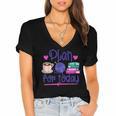 Plan For Today Coffee Yarn Books Sewing Knitter Knitting Women's Jersey Short Sleeve Deep V-Neck Tshirt