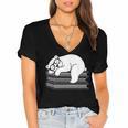 Polar Bear Reading Book Pajama Sleep Women's Jersey Short Sleeve Deep V-Neck Tshirt
