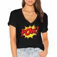 POW -Adults Kids Comic Book Cartoon Pop Art Novelty Sarcastic Women's Jersey Short Sleeve Deep V-Neck Tshirt POW -Adults Kids Comic Book Cartoon Pop Art Novelty Sarcastic Women's Jersey Short Sleeve Deep V-Neck Tshirt