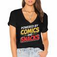 Powered By Comics And Snacks Comic Book Lover Women's Jersey Short Sleeve Deep V-Neck Tshirt Powered By Comics And Snacks Comic Book Lover Women's Jersey Short Sleeve Deep V-Neck Tshirt